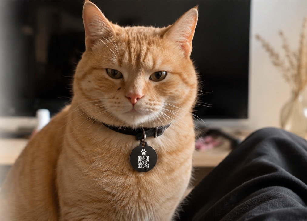 Mostaza, gato anaranjado de Huellas QR
